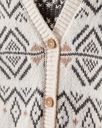 Toddler Girl Fair Isle Long-Sleeve Cardigan Sweater - Ivory
