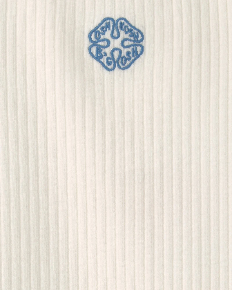 Toddler Girl 'OshKosh B'Gosh' Clover Embroidered Rib Top - Ivory
