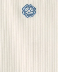 Toddler Girl 'OshKosh B'Gosh' Clover Embroidered Rib Top - Ivory