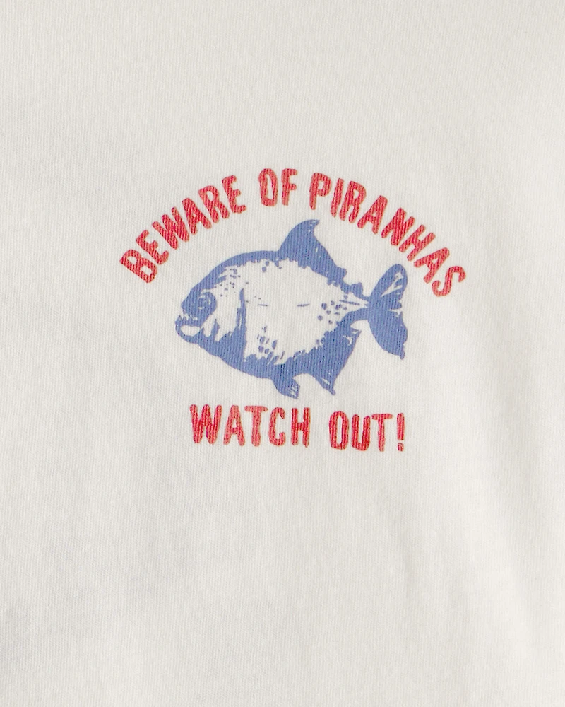 Boys Piranha Graphic Tee - Ivory
