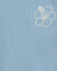 Toddler Girl Flower Ribbed Tank Top - Blue