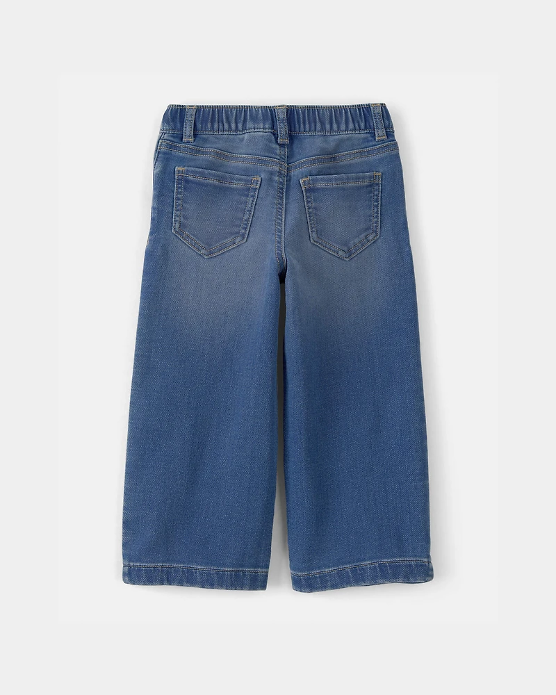 Toddler Girl Drawstring Wide-Leg Jeans - Dark Wash