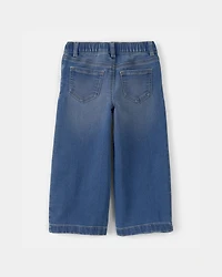 Toddler Girl Drawstring Wide-Leg Jeans - Dark Wash