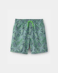 Boys 2-Piece Minecraft® Rashguard & Swim Trunk Set - Green