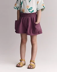 Toddler Girl Fleece Swing Short with Pockets- Burgundy