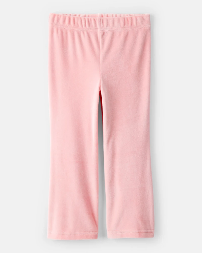 Toddler Girl Bear Velour Hoodie & Pant Set - Pink