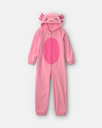 Girls 1-Piece Axolotl Halloween Fleece Pajama Costume - Pink