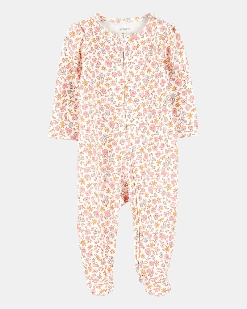 Baby 2-Pack  Floral 2-Way Zip Sleep & Play Pajamas - Pink/Blue