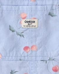 Toddler Girl Cherry Canvas Shortall - Blue