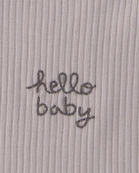 Baby 3-Pack 'Hello Baby' Bibs - Grey/Ivory