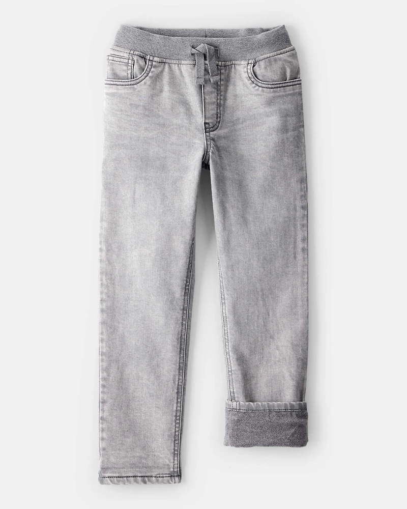 Boys Denim Pull-On Straight Jeans - Grey Wash