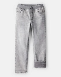 Boys Denim Pull-On Straight Jeans - Grey Wash