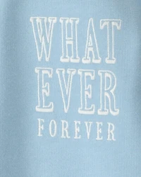 Girls 'Whatever Forever' French Terry Pullover Sweatshirt - Blue