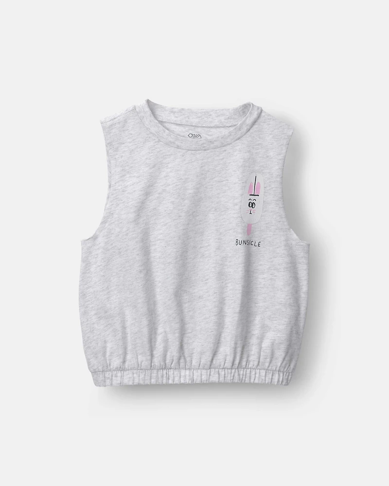 Toddler Girl 'Bunsicle' Elastic Waist Tank - Heather Grey