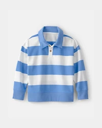 Boys 2-Piece Striped French Terry Pullover Sweatshirt & Shorts Set - Blue/White/Red