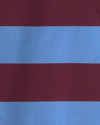 Boys Striped Polo Shirt - Burgundy/Blue