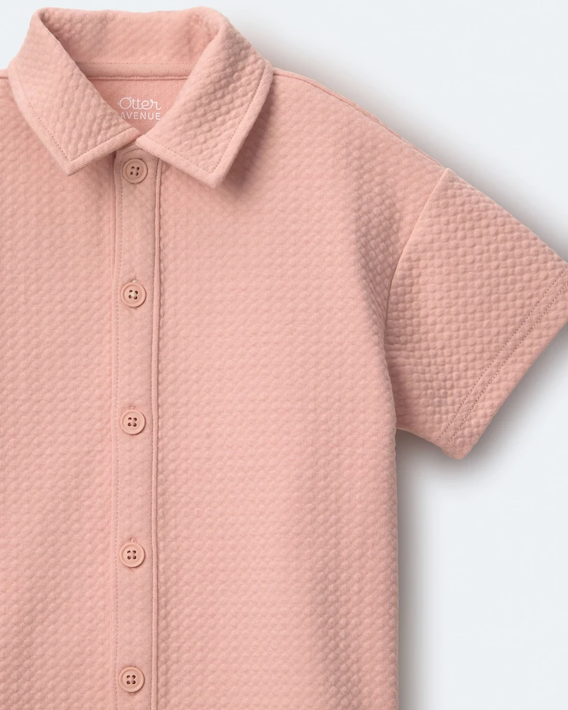 Toddler Boy Button-Down Short-Sleeve Shirt - Light Pink