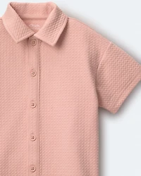 Toddler Boy Button-Down Short-Sleeve Shirt - Light Pink