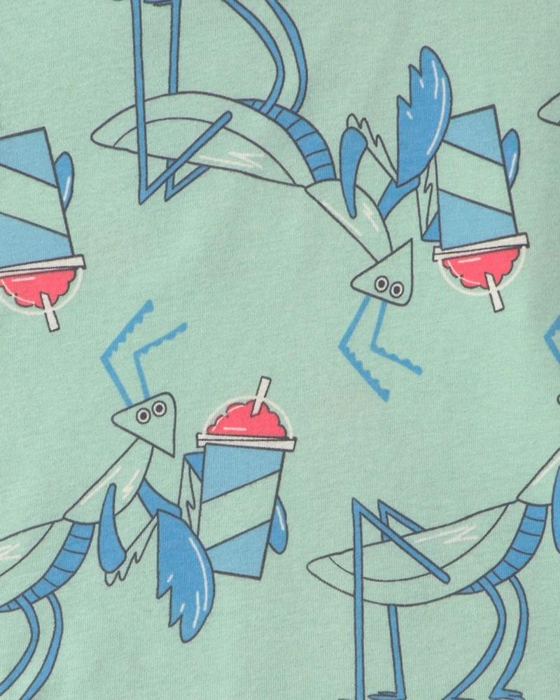Boys 'Brain Freeze Club' 100% Cotton 4-Piece Pajama Set - Blue/Green