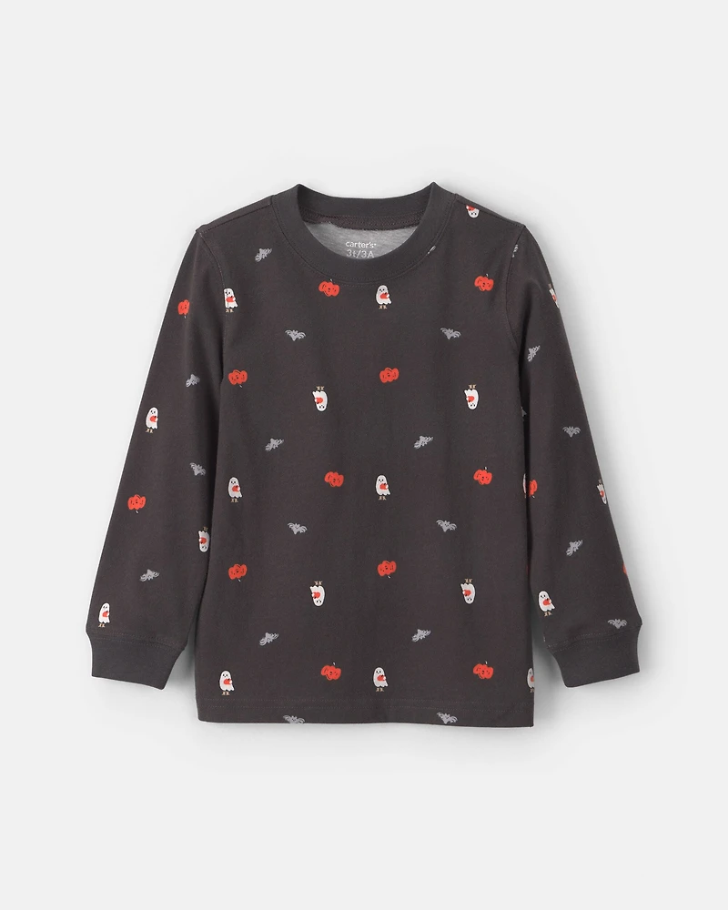 Toddler Boy Pumpkin Halloween Long-Sleeve Tee - Black
