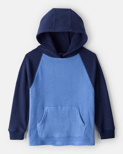 Boys Waffle Knit Color Block Hoodie