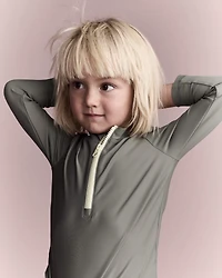 Toddler Half-Zip Long-Sleeve Rashguard - Olive