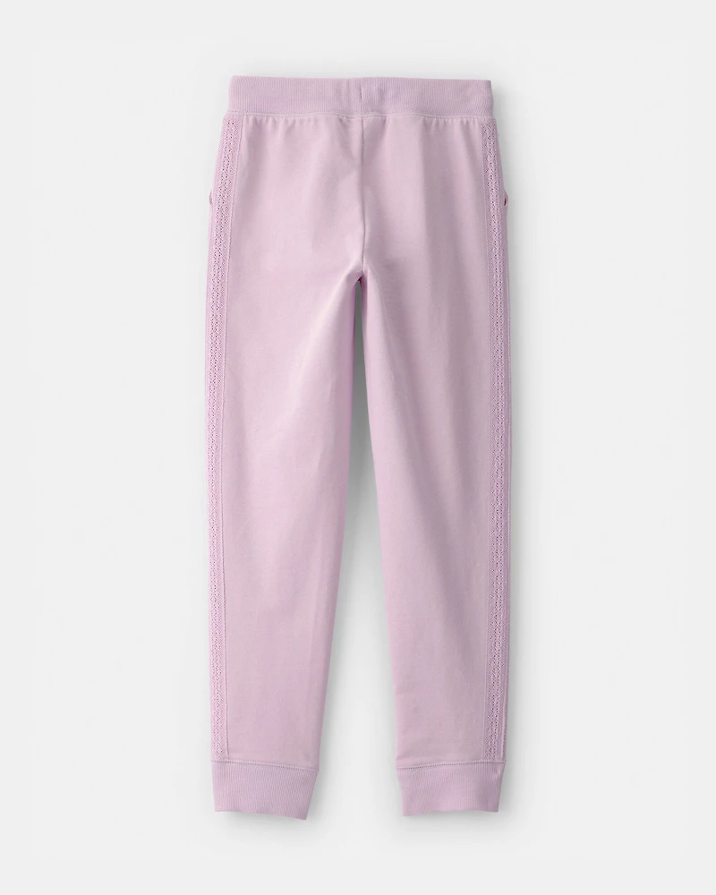 Girls Drawstring Knit Joggers - Purple
