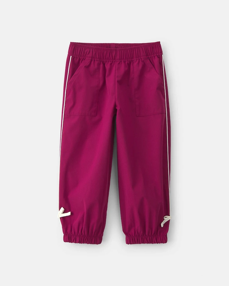 Toddler Girl Bow-Cuff Poplin Joggers - Red