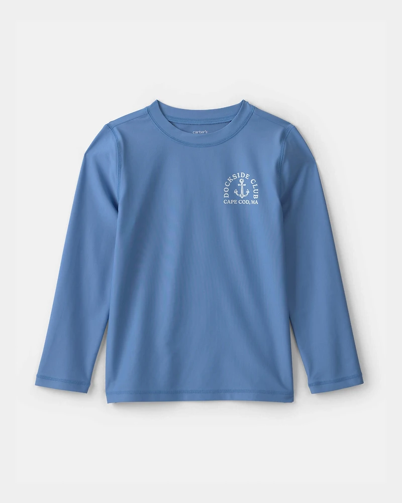 Boys 2-Piece Anchor Rashguard & Swim Trunk Set - Blue