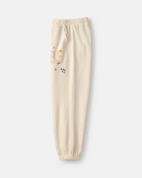 Girls '95' Floral French Terry Joggers - Cream