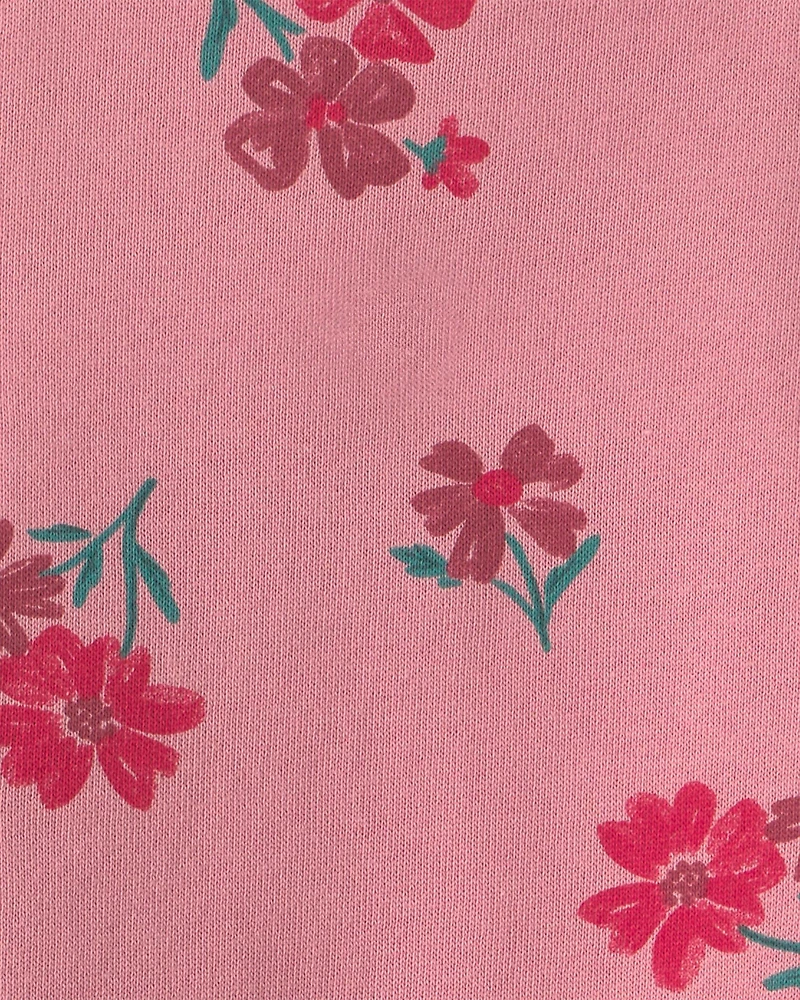 Toddler Girl Floral French Terry Long-Sleeve Dress Set - Pink/Cream