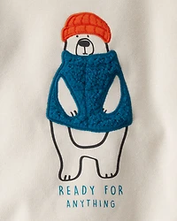 Toddler Boy DayDream Fleece Bear Pullover Sweatshirt - Cream