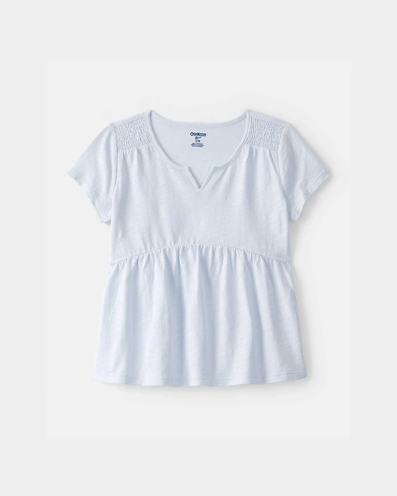 Girls Peplum Short-Sleeve Top - Blue