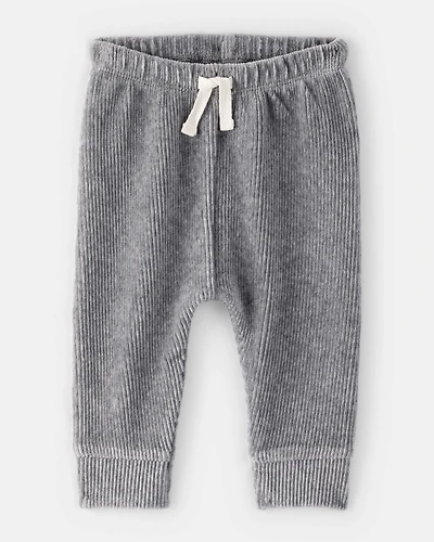 Baby Boy Ribbed Velour Pant - Dark Grey