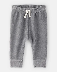 Baby Boy Ribbed Velour Pant - Dark Grey