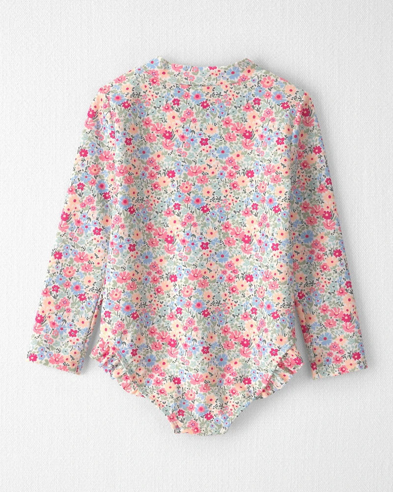 Toddler Girl Recycled Rashguard Swimsuit in Meadow Mix