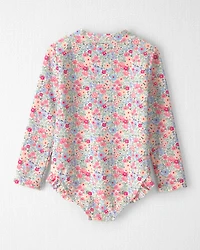 Toddler Girl Recycled Rashguard Swimsuit in Meadow Mix