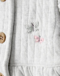 Baby Girl 3-Piece Butterfly Vest Outfit Set - Green