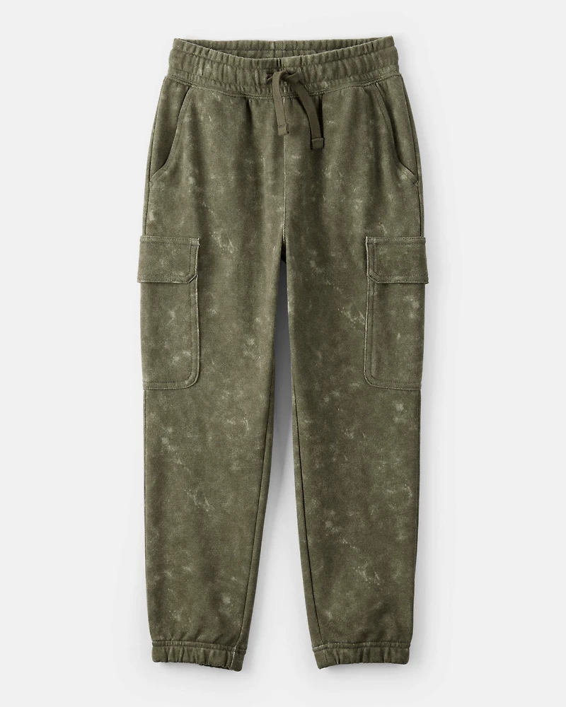 Boys Acid Wash Print French Terry Joggers - Green