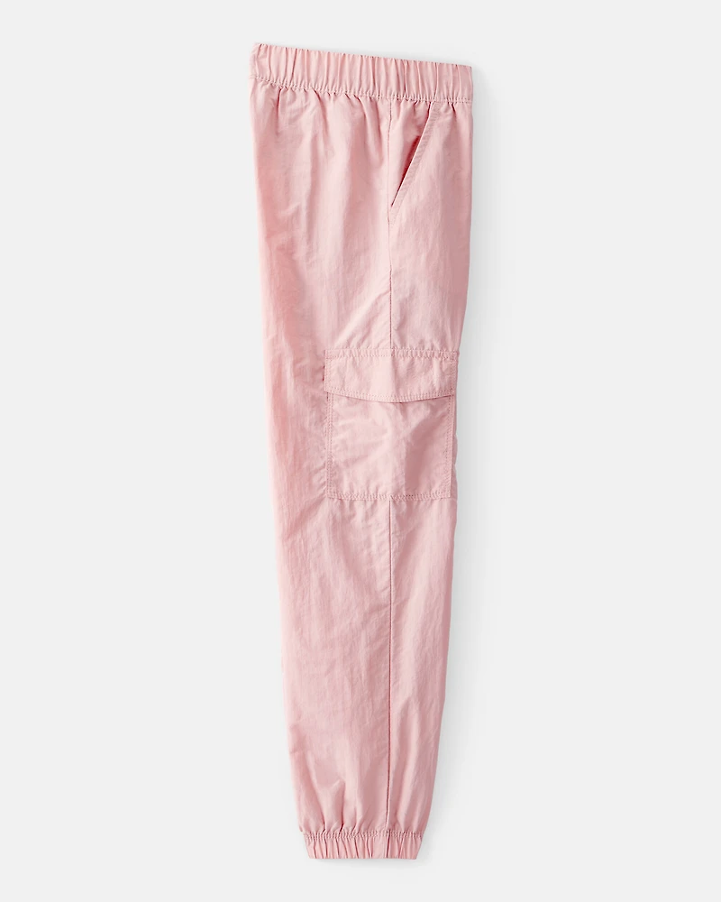 Girls Woven Cargo Joggers - Pink