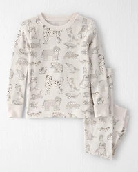 Toddler 2-Piece Organic Cotton Ribbed Pajama Set in Pet Print