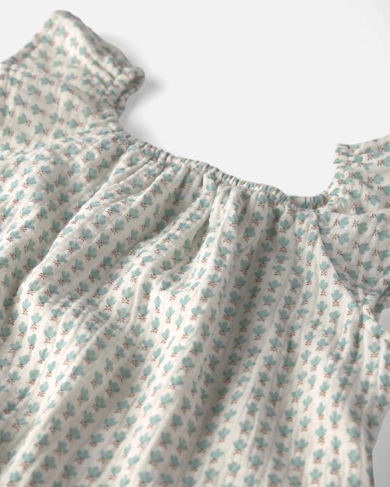 Girls 2-Piece Organic Cotton Gauze Top & Short Set in Floral