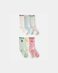 Girls 6-Pack Fruit Ruffle Crew Socks