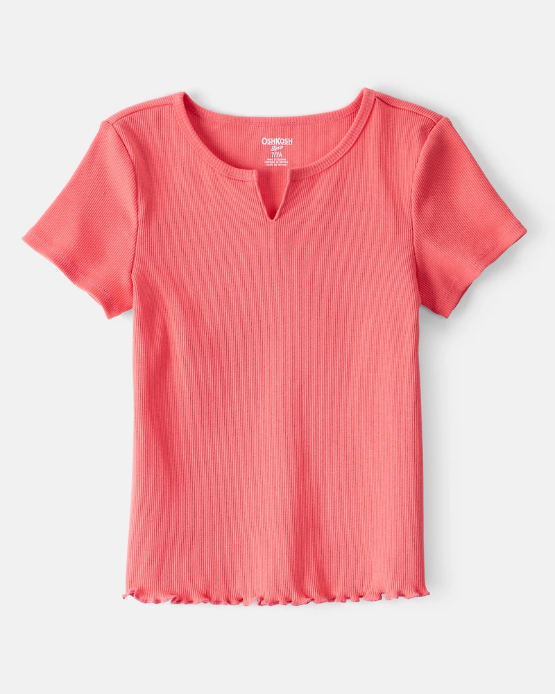 Girls Cotton Short-Sleeve Top - Orange