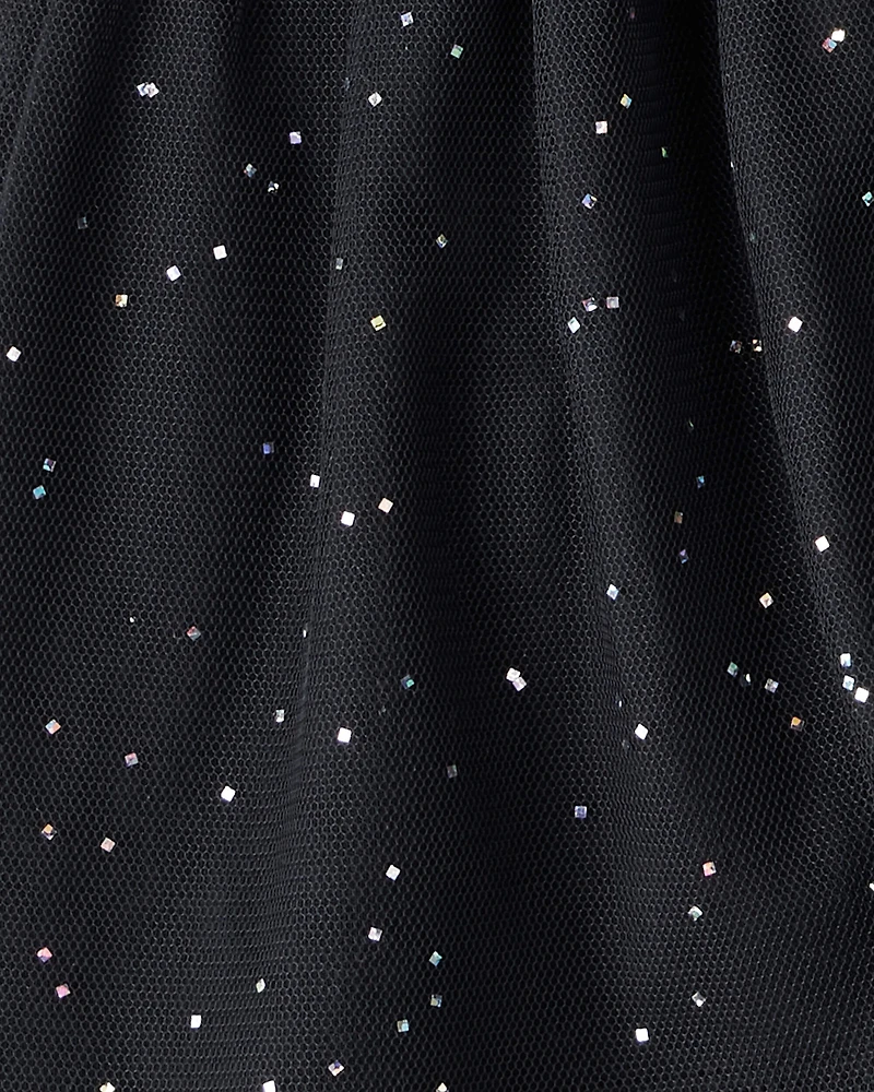 Toddler 2-Piece Halloween Cat Tee & Tulle Skirt Set - Black