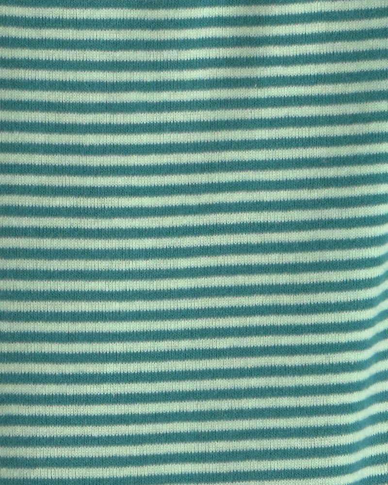 Baby Boy 4-Piece Dino Striped 100% Cotton Snug Fit Pajama Set - Green