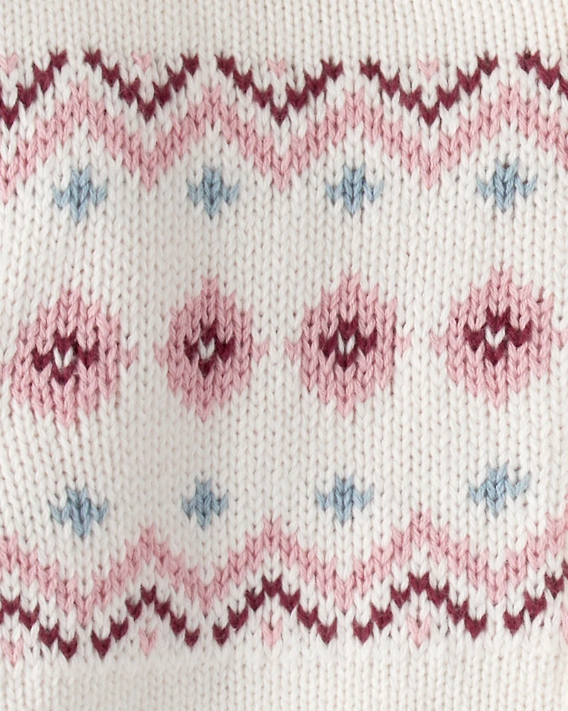 Toddler Girl Recycled Fair Isle Sherpa Sweater Knit