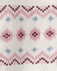 Toddler Girl Recycled Fair Isle Sherpa Sweater Knit