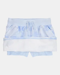 Kid Drawstring Cloud Dye French Terry Skort - Blue