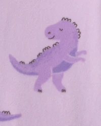 Baby Girl 1-Piece Dino 2-Way Zip DreamPlush Snug Fit Footed Pajama - Purple